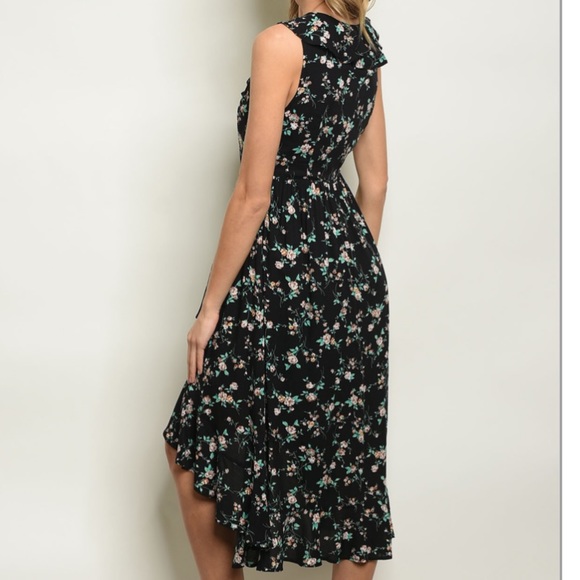 CLEARANCE ‼️BOHO BLACK FLORAL MIDI - Dress - Picture 3 of 3